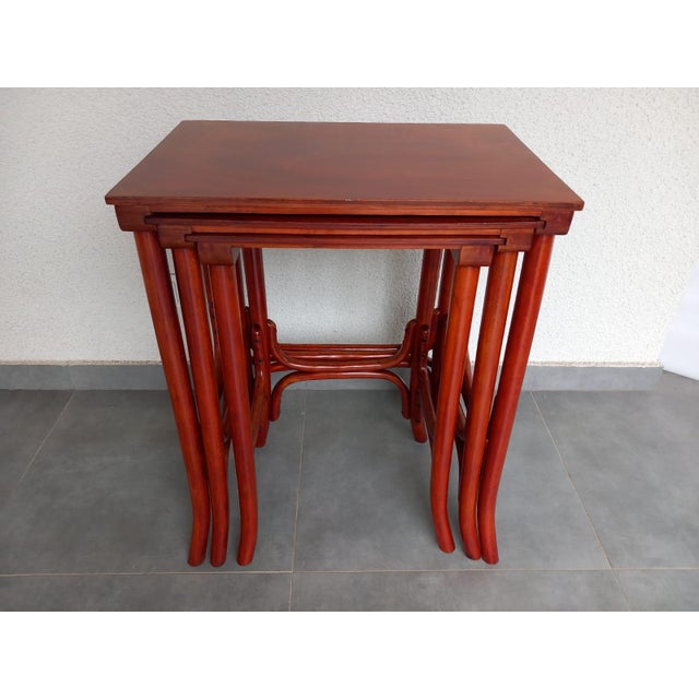Wood Vintage Nesting Tables by Poland Krakow, 1930s, Set of 3 For Sale - Image 7 of 10