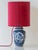 Boch Frères Large Delft Blue Table Lamps, New Red Velvet Shades, Set of 2 For Sale - Image 10 of 13