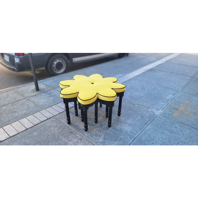 Yellow 1960s Vintage Big Yellow Star Ottoman For Sale - Image 8 of 8