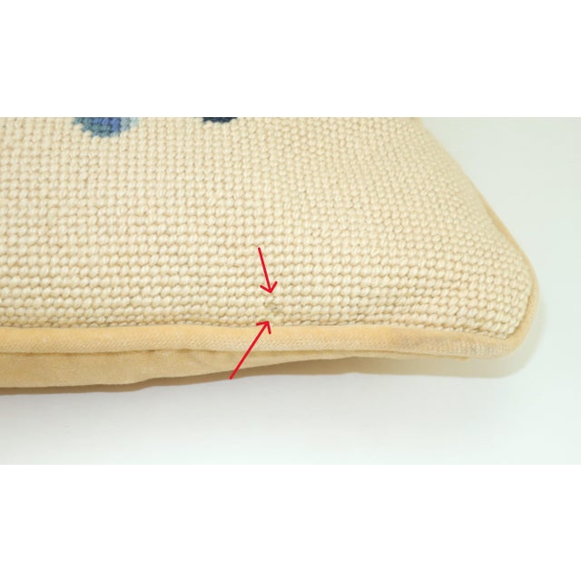 Textile Vintage Blueberry Basket Needlepoint Pillow For Sale - Image 7 of 12