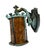 Early 20th Century Original Verdigris Patina Bronze Outdoor Wall Sconce With Mica Shade For Sale - Image 4 of 10
