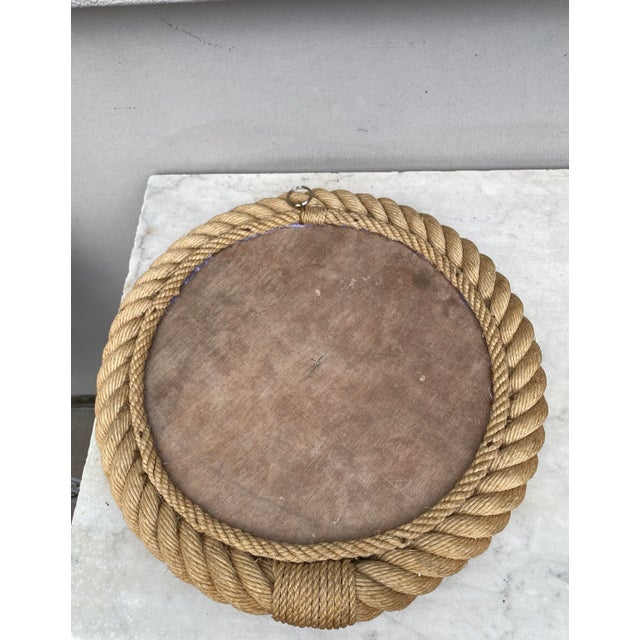 Midcentury Round Rope Mirror Adrien Audoux and Frida Minet For Sale In Austin - Image 6 of 7