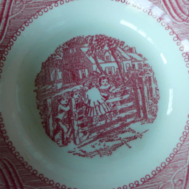 Pink and White Berry Bowls " Kids Playing Pattern" - Set of 4 For Sale In New York - Image 6 of 8