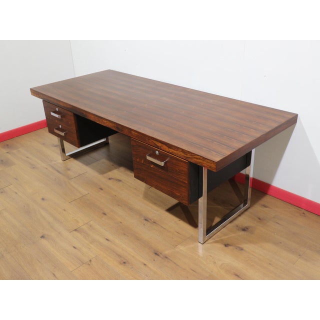 Mid Century Modern Vintage Rosewood Writing Office Desk For Sale - Image 14 of 15