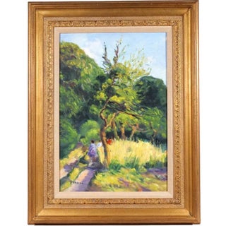 Gaston Sebire, French Post Impressionist Oil Painting Bucolic Wooded Country Lane Gaston Sebire, c.1960 For Sale
