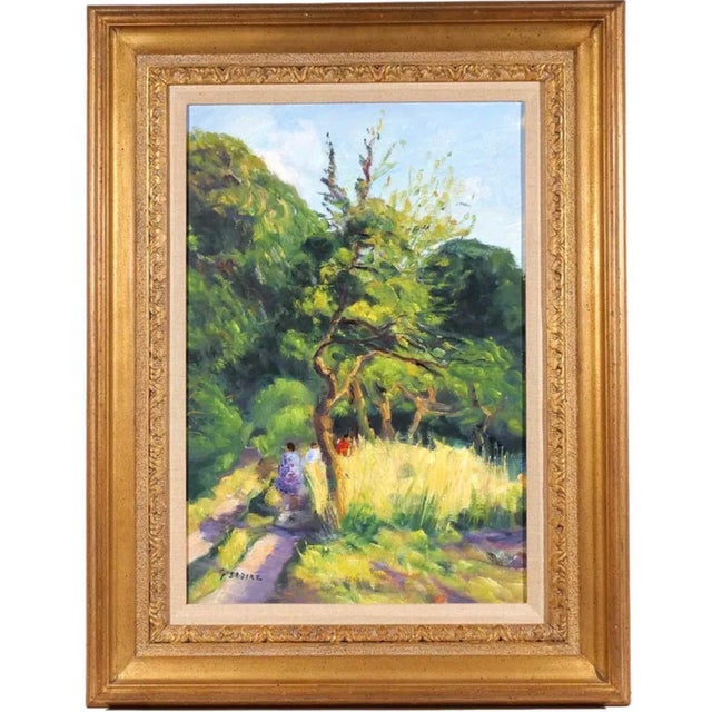 Gaston Sebire, French Post Impressionist Oil Painting Bucolic Wooded Country Lane Gaston Sebire, c.1960 For Sale