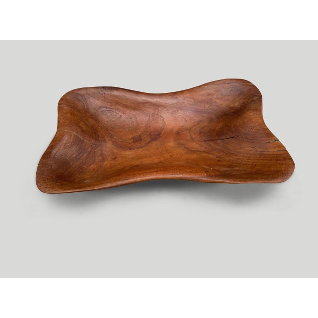 Contemporary Andrianna Shamaris Minimalist Teak Wood Sculptural Bowl For Sale - Image 3 of 5