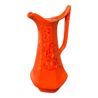 1984 Atomic Orange Art Pottery Ewer by Cherokee Pottery For Sale
