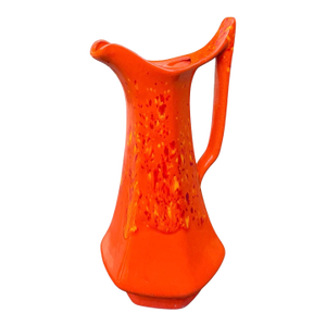 1984 Atomic Orange Art Pottery Ewer by Cherokee Pottery
