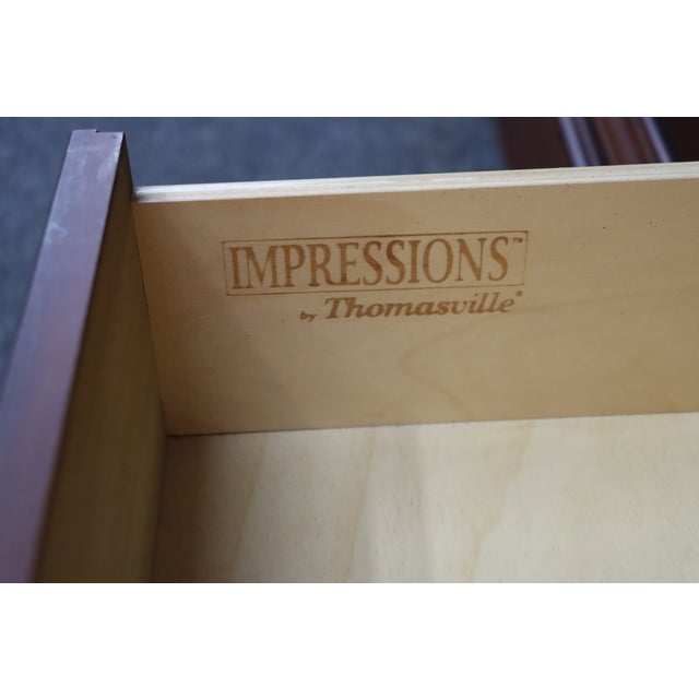 Wood Thomasville Impressions Louis Philippe Style Cherry Dresser With Mirror For Sale - Image 7 of 13