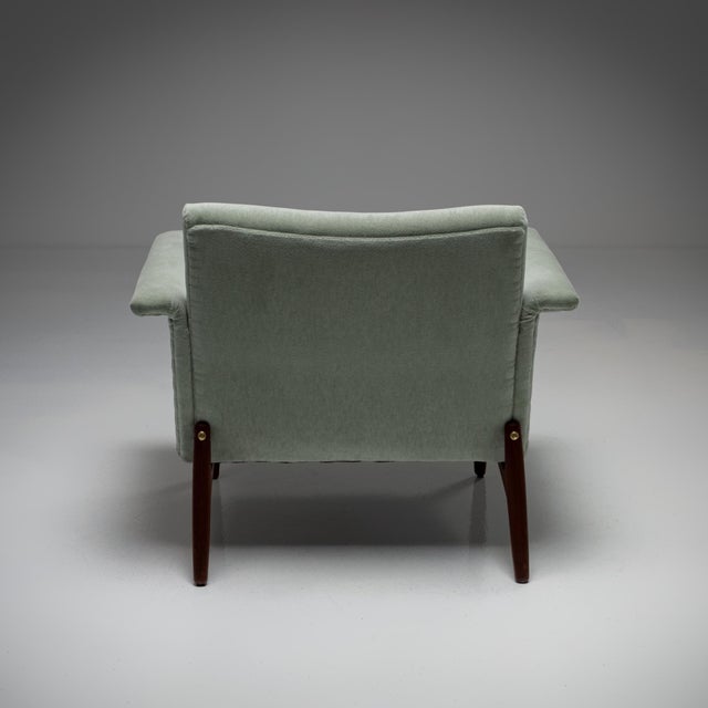 Vintage Danish Chair in Green Wool Velvet, 1960s For Sale - Image 4 of 12