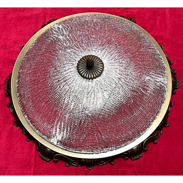 Brown Vintage Plafonnier Ceiling Lamp in Bronze and Brass from Kaiser-Leuchten, 1940s For Sale - Image 8 of 9