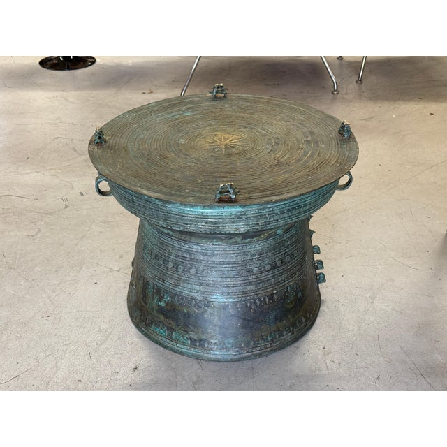 Mid 20th Century Early Southeast Asian Bronze Drum Table with Beautiful Patina For Sale - Image 17 of 18