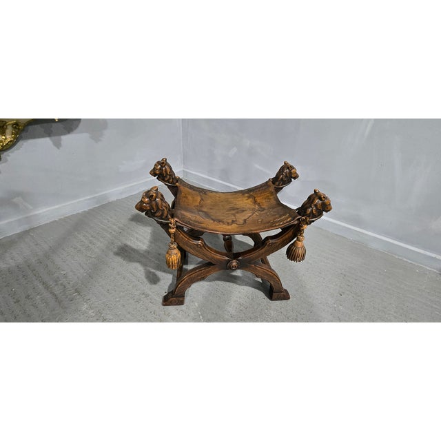 Walnut X Framed Stool, 1880s For Sale - Image 14 of 16