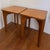 Pair of square mid century plywood constructivist side tables with arched legs. Made in Russia