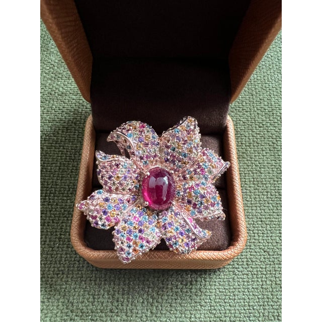 Bochic "Orient" Natural Ruby & Natural Multi Gem Ring Set In 18K Gold & Silver For Sale In New York - Image 6 of 18