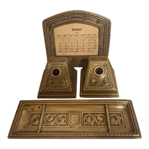 Antique Tiffany & Co. Venetian Bronze Desk Set With Original Calendar Cards - 3 Pieces