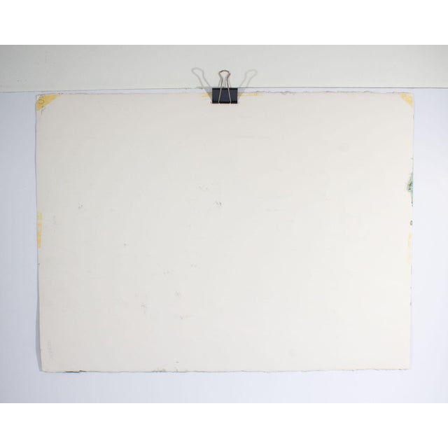 Green Signed Watercolor Painting of a City by Sanford Brooks For Sale - Image 8 of 8