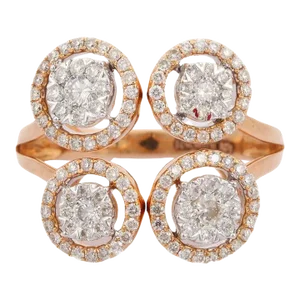 Statement Illusion Diamond Wedding Cocktail Ring in 18k Solid Rose Gold Size 3