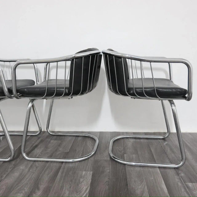 Steel Armchairs attributed to Gastone Rinaldi, 1970s, Set of 4 For Sale - Image 15 of 18