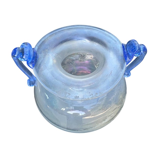 Murano Scavo Glass Amphora Vase With Cobalt Blue Handles For Sale - Image 12 of 17