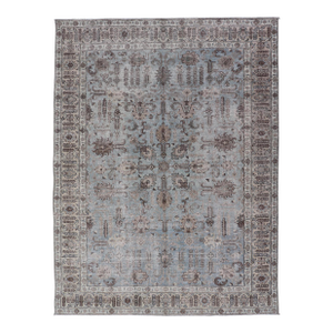 Antique Persian Tabriz Rug in Soft Blue and Taupe With All-Over Design 7'0 X 9'9