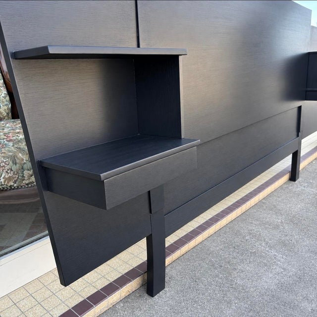 Vintage Black Wooden Headboard, in Flawless conditions. Designed 1950 to 1959