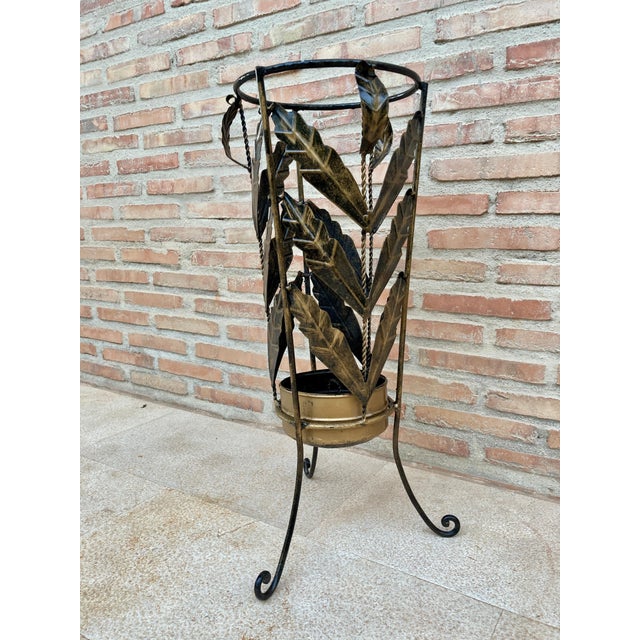 Mid 20th Century Mid Century Umbrella Stand Gilt Iron and Brass For Sale - Image 18 of 18