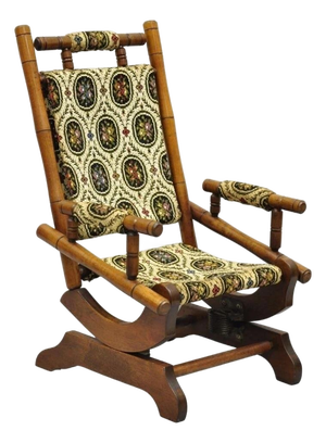 Antique Victorian Small Child's Maple Wood Platform Rocker Rocking Chair
