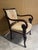 Late 20th Century Late 20th Century Empire Revival Faiteuil Carved Mahogany & Brocade Armchair For Sale - Image 5 of 11