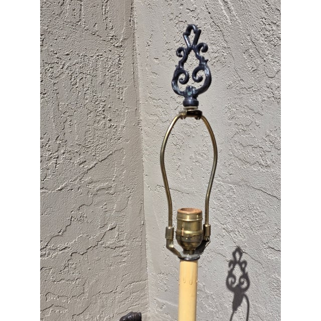 Rustic European Figural Bronze Patinated Lamp For Sale - Image 3 of 14