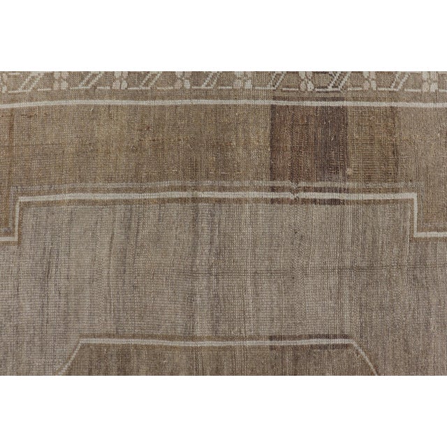 Turkish Vintage Kars Rug in Brown Background With Gray and Hints of Green For Sale - Image 4 of 14
