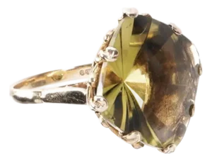 Antique English Yellow Gold Citrine Ring, Size 8