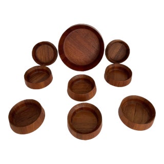 Vintage Dansk Jens Quistgaard Staved Teak Salad Bowl Set Mid Century Modern - Set of 9 For Sale