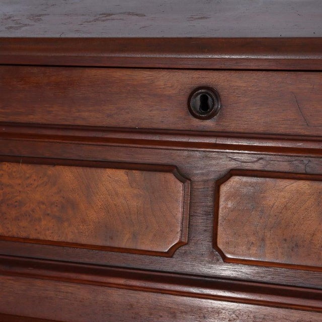 Wood Antique Walnut & Burl Drop Front Desk With Teardrop Pulls C1880 For Sale - Image 7 of 16