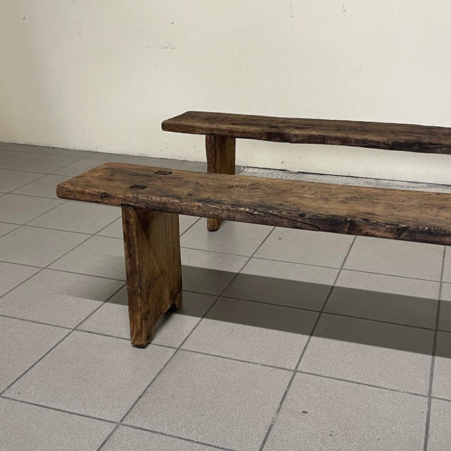 20th Century Folk Art Rustic Italian Wooden Benches, 1890s, Set of 2 For Sale - Image 17 of 18