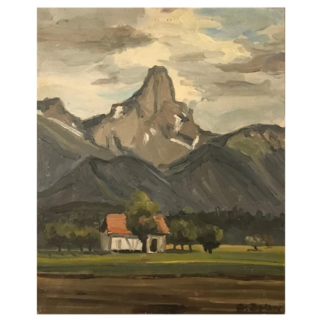 Charles De Ziegler, Mountains, Oil on Canvas For Sale