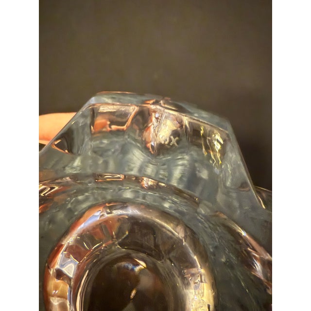 Elegant and substantial Lenox crystal vase featuring a dramatic flared form with a scalloped, petal-like rim and deep,...