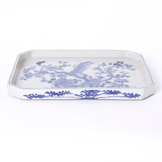 Blue and White Porcelain Tray For Sale - Image 4 of 6
