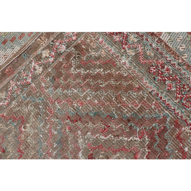 Colorful Vintage Turkish Embroidered Flat-Weave in Diamond Design 7'0 X 10'5 For Sale - Image 15 of 15