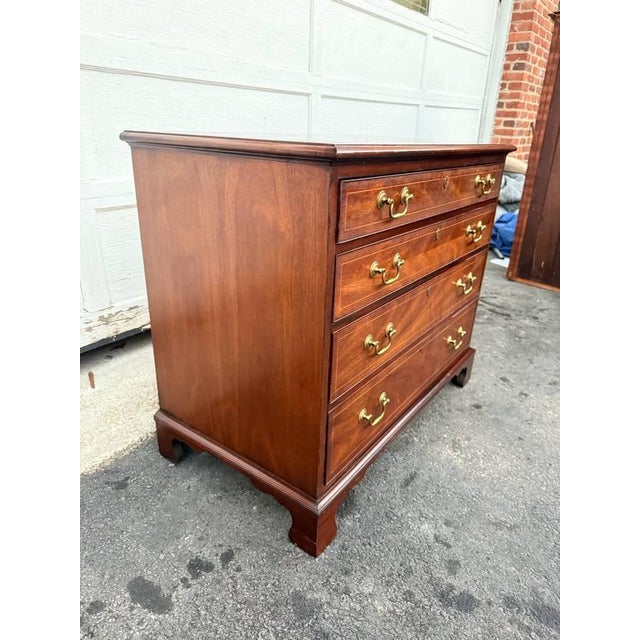 Vintage Georgian Chippendale Style Inlaid Flame Mahogany Chest of Drawers by Md. Colony For Sale - Image 13 of 17