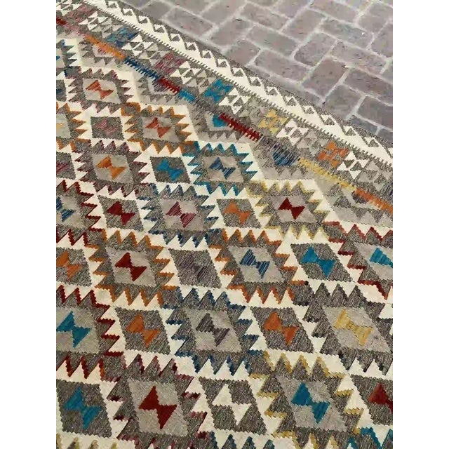 Handwoven Kilim Rug, Colorful Tribal Pattern, 6.7' X 9' For Sale - Image 4 of 8