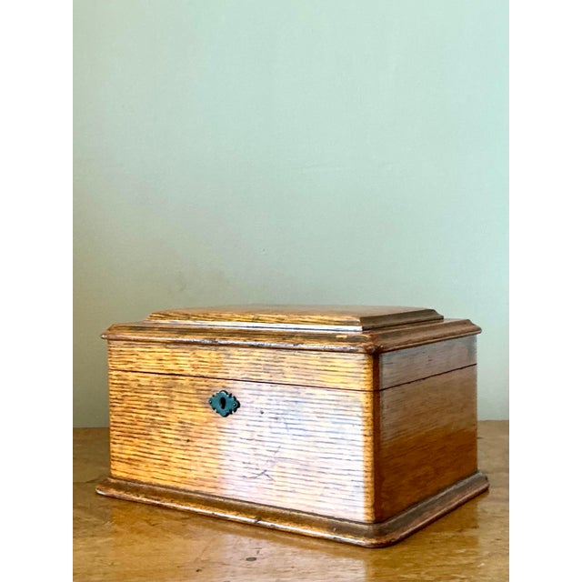 Vintage Boho Oak Lidded Box For Sale - Image 4 of 11