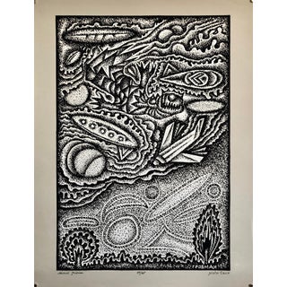 Michail Grobman, Large Post Soviet Non Conformist Russian Israeli Foil Silkscreen Print For Sale