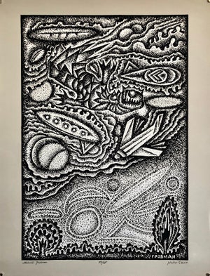 Michail Grobman, Large Post Soviet Non Conformist Russian Israeli Foil Silkscreen Print