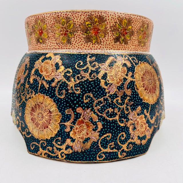 Vintage Chinoiserie Ceramic Satsuma Vase Stand, Ginger Jar Pedestal, Base, or Riser For Sale - Image 10 of 13