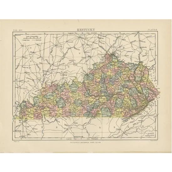 Antique Map of Kentucky, 1882 For Sale