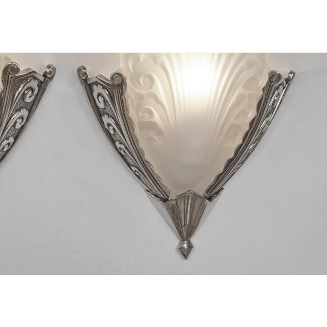 Val Saint-Lambert Pair of French Art Deco Wall Sconces by Marcel Hudry & Val Saint Lambert 1920 France - 2 Pairs Available For Sale - Image 4 of 9