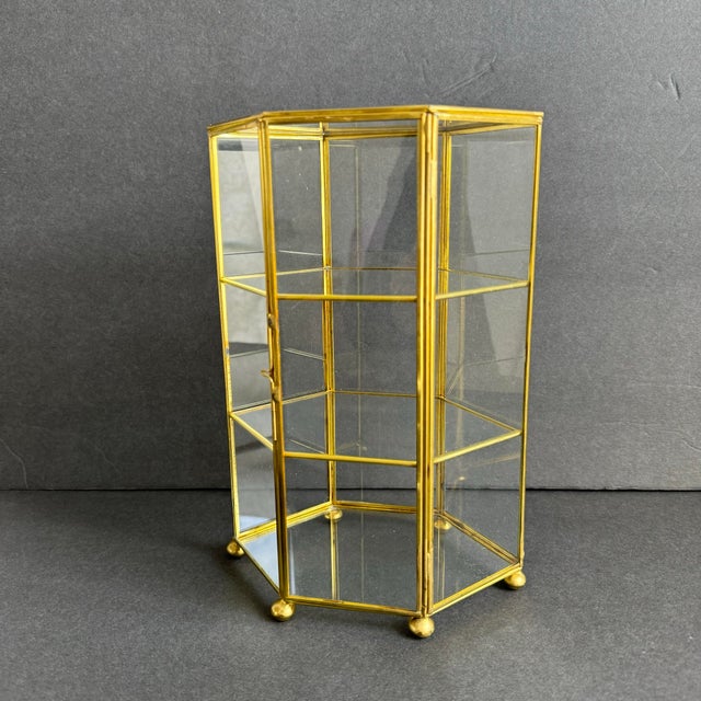 Vintage Brass & Glass Display Shelf Petite Footed Curio Display Cabinet A cute little shelf, great to display your...