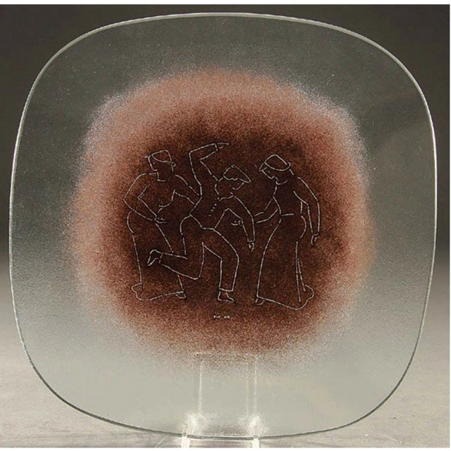 Maurice Heaton 1970s Maurice Heaton Three Dancers Fused Glass Plate For Sale - Image 4 of 5